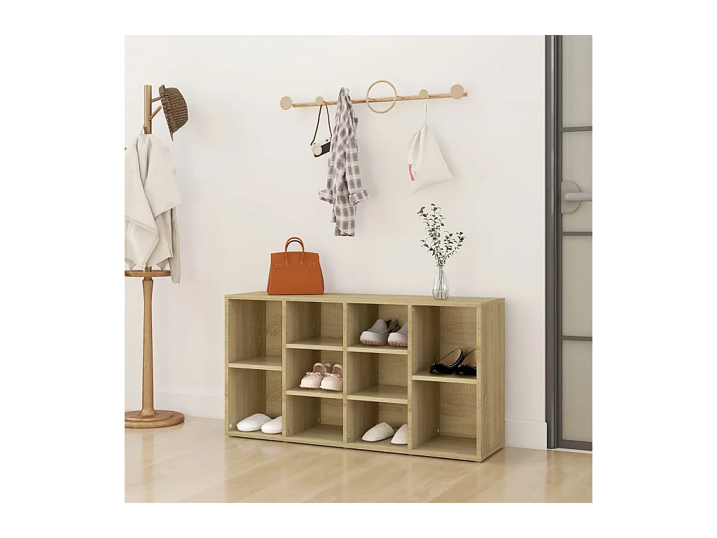 Banco zapatero roble Sonoma 103x30x54,5 cm Madera de ingeniería