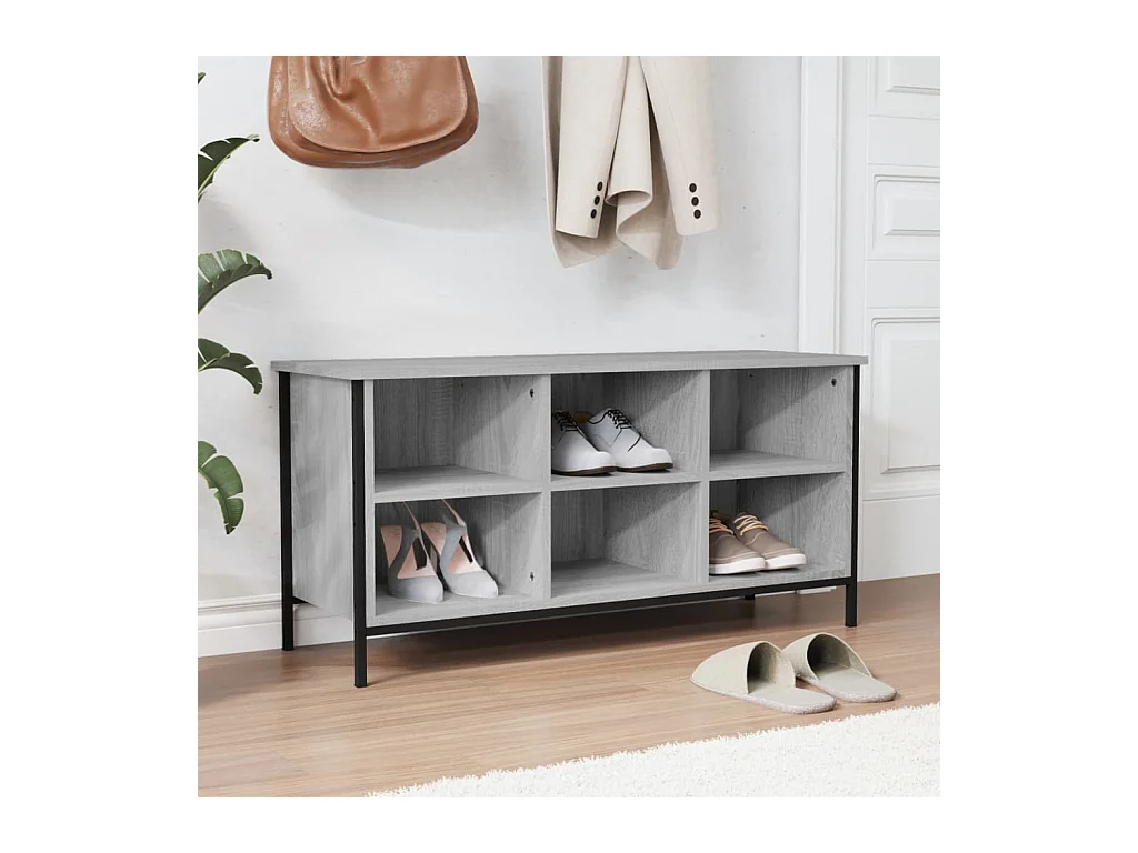 Sonoma grijze schoenenkast 100x35x50 cm bewerkt hout