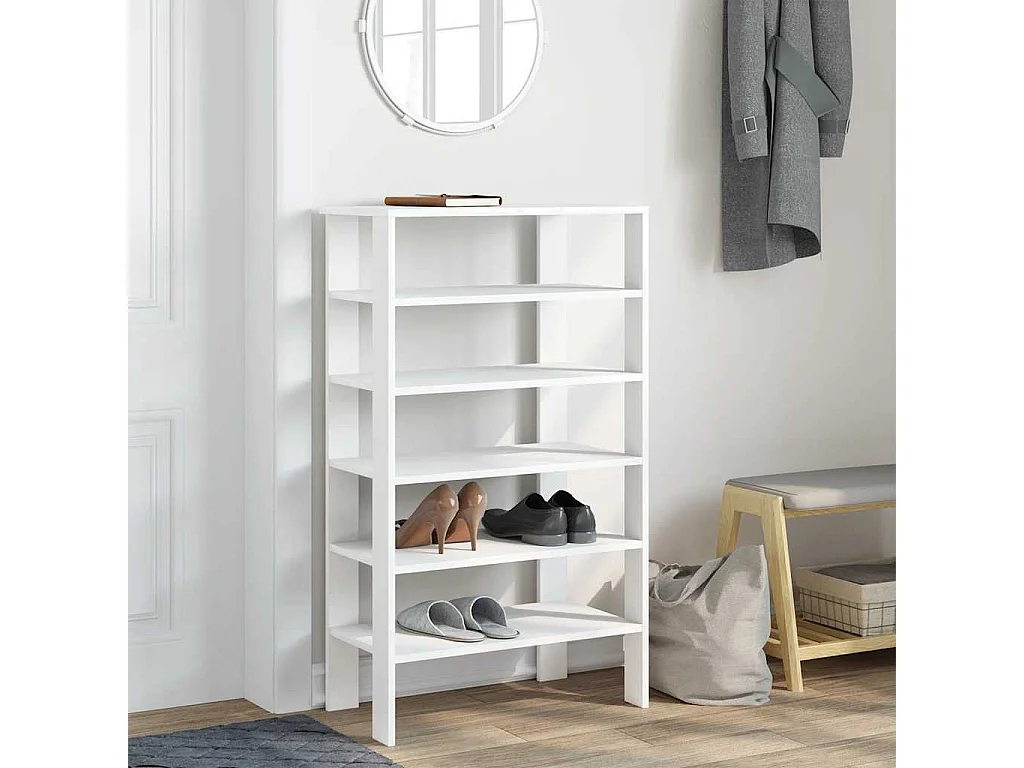 Étagère à chaussures blanc 61x32x105 cm bois d'ingénierie