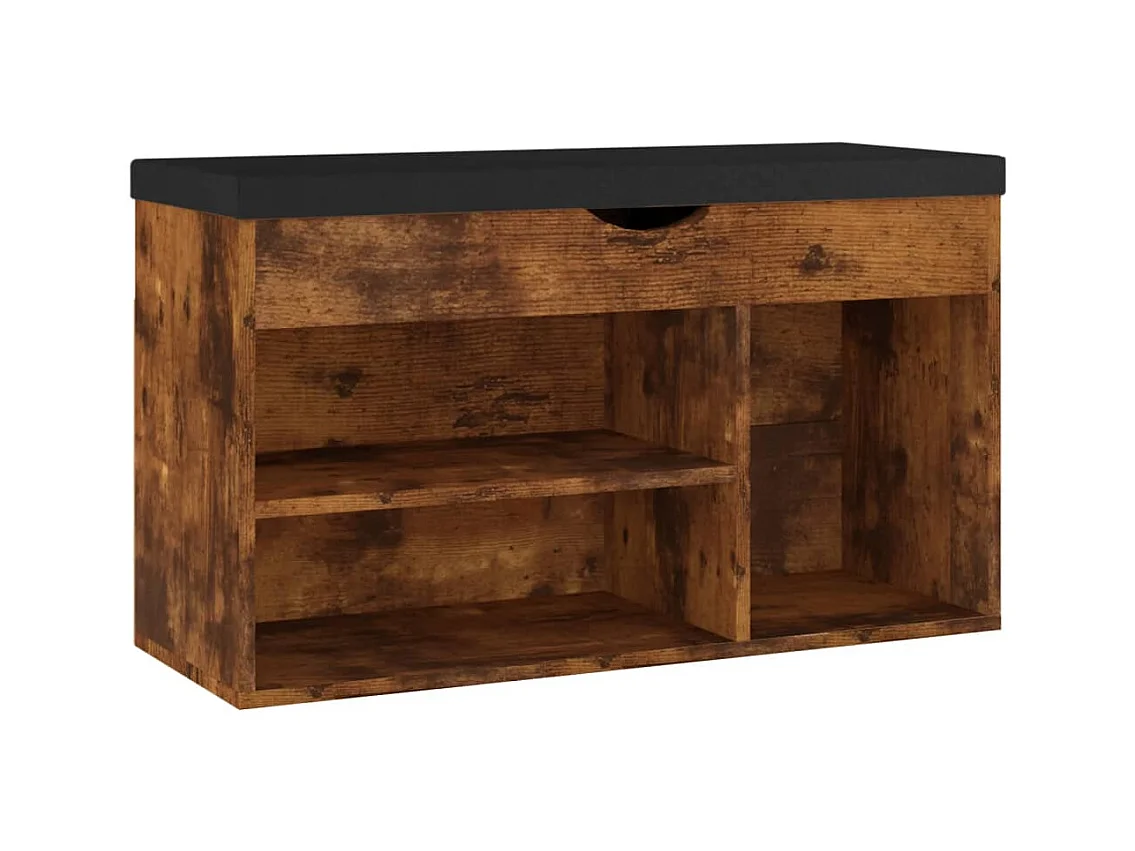 Banco zapatero con cojín Roble ahumado Madera de ingeniería