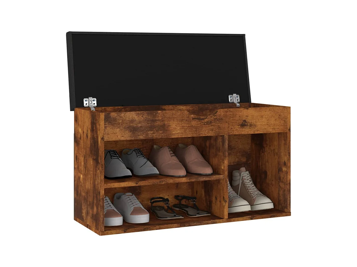 Banco zapatero con cojín Roble ahumado Madera de ingeniería