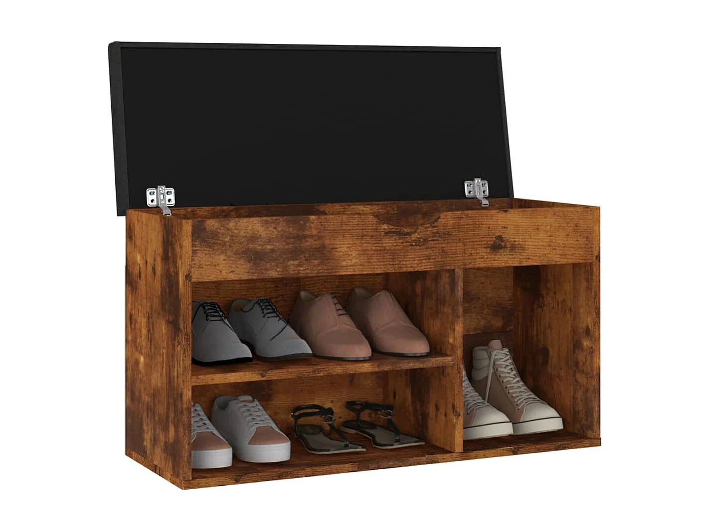 Banco zapatero con cojín Roble ahumado Madera de ingeniería