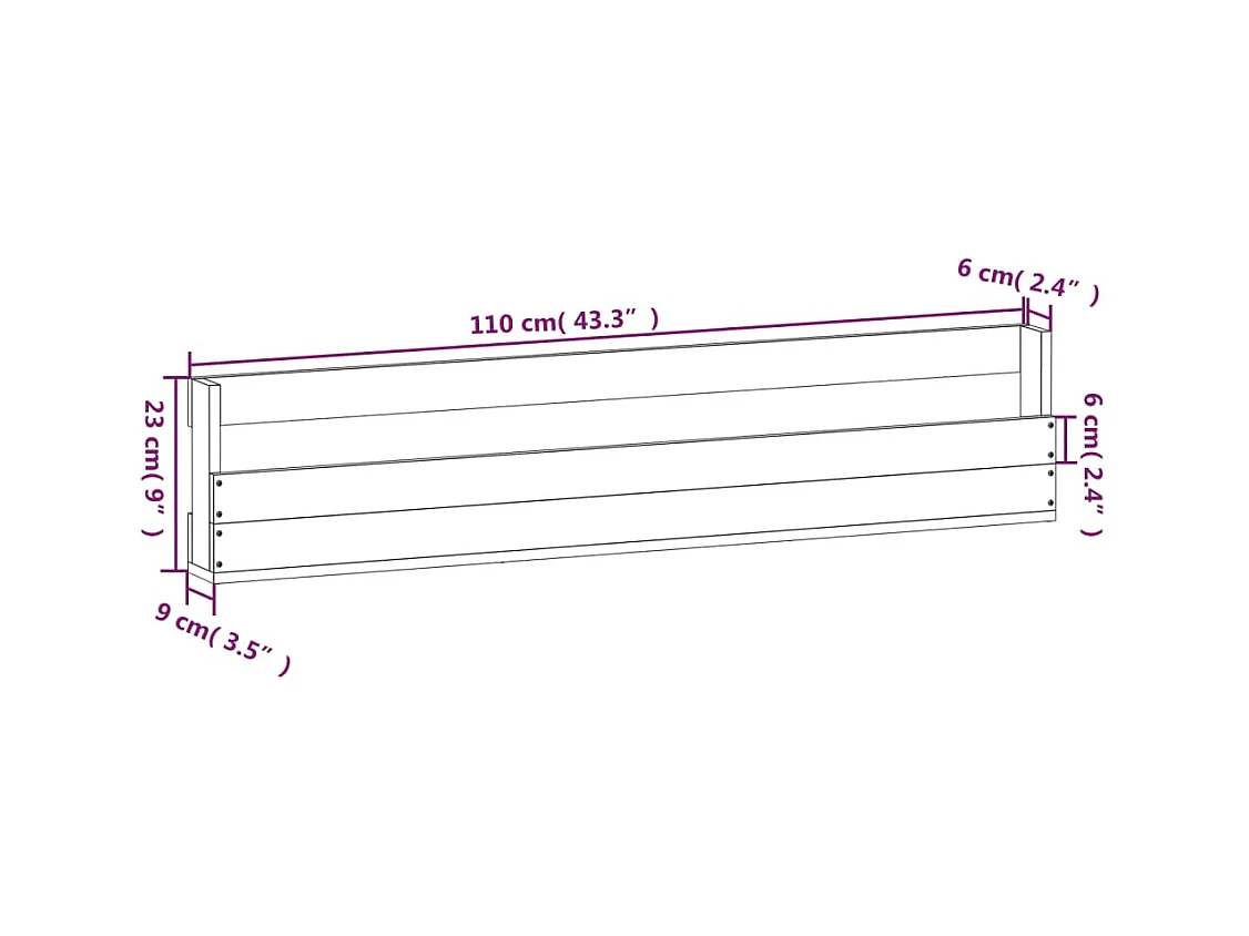 Étagères à chaussures murales 2 pcs 110x9x23 cm Pin massif