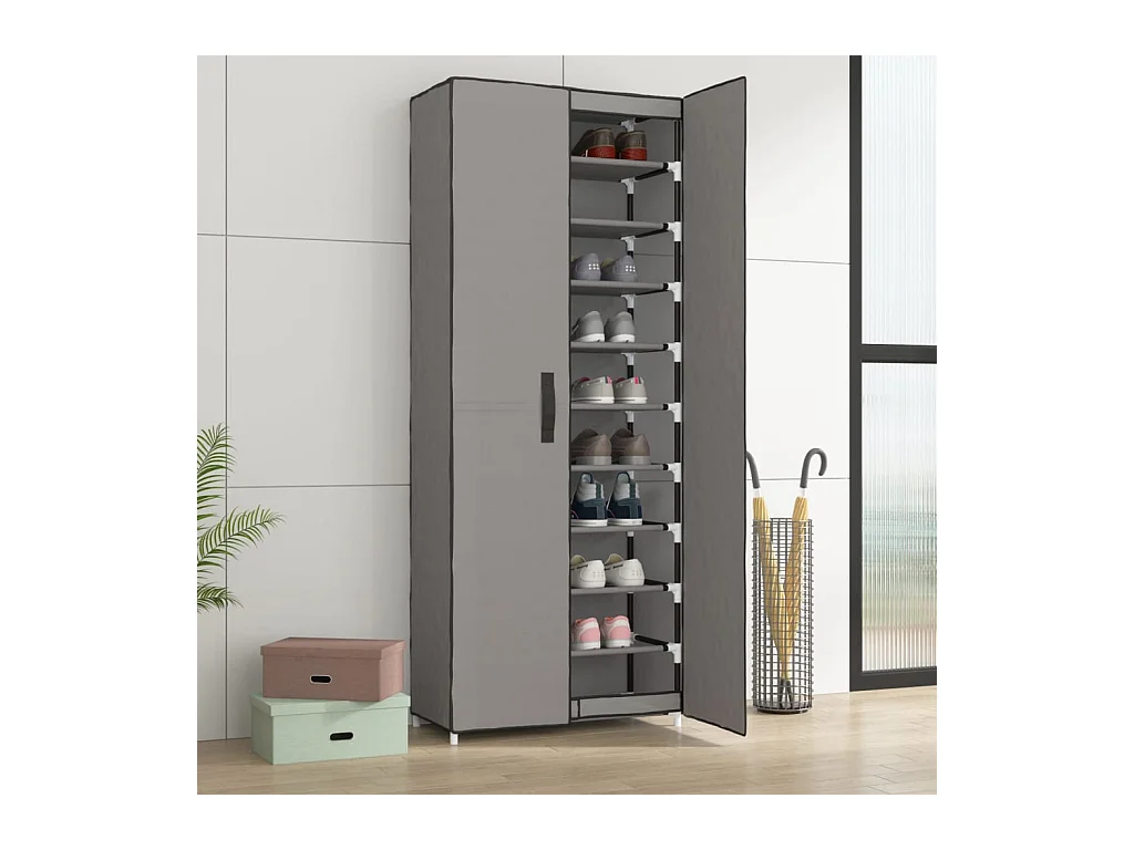 Armoire à chaussures Gris 60x30x166 cm Tissu