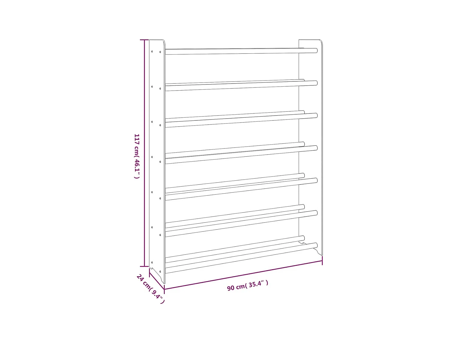 Étagère à chaussures Marron 90x24x117 cm Bois d'ingénierie