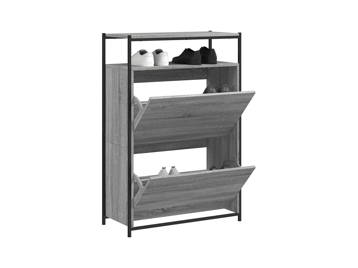 Sonoma grijze schoenenkast 75x34x112 cm bewerkt hout