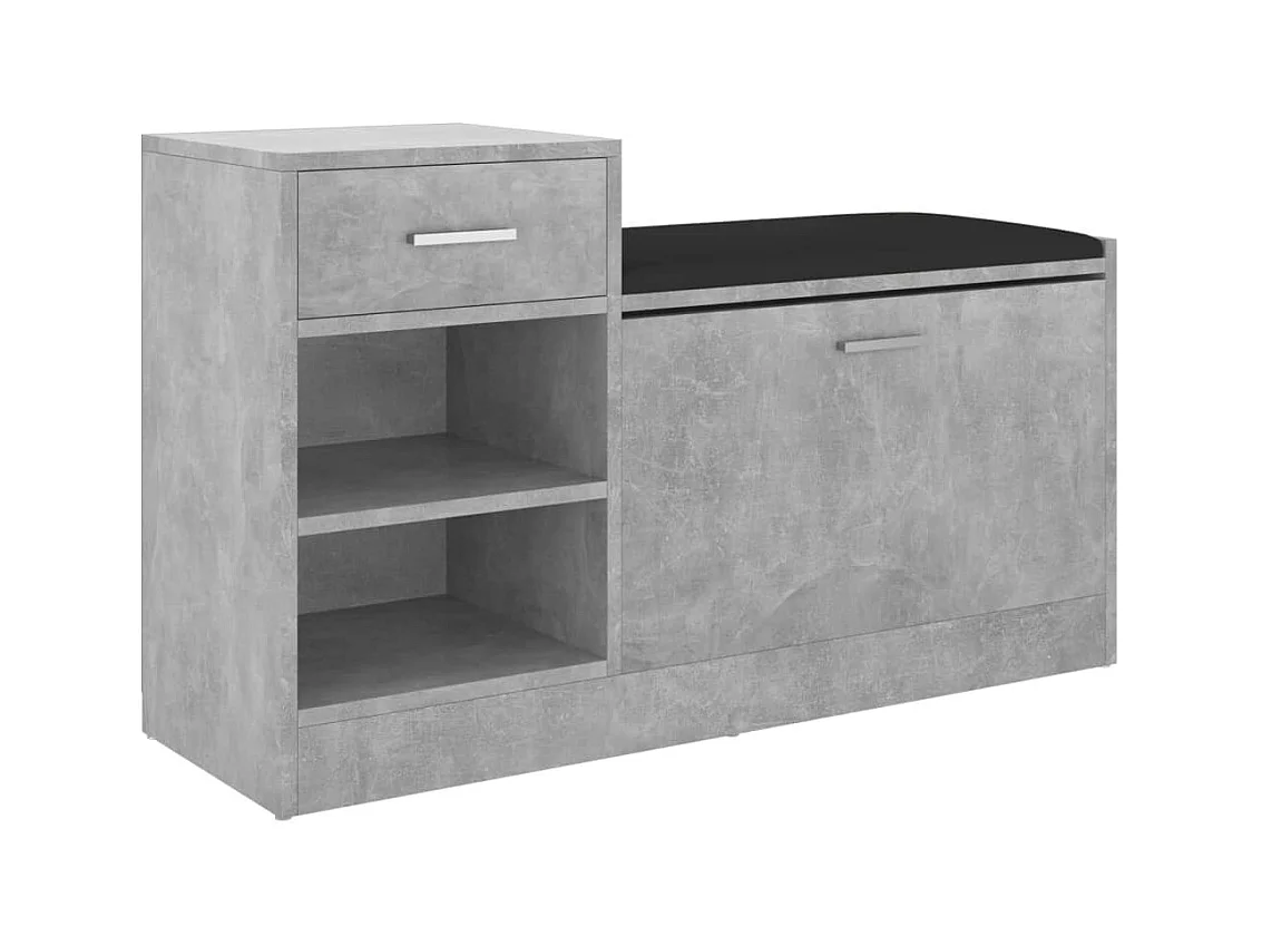 Banc à chaussures Gris béton 94,5x31x57 cm Aggloméré
