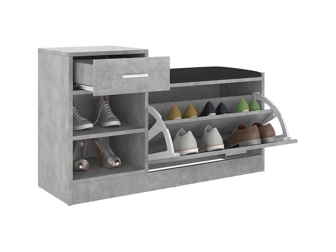 Banc à chaussures Gris béton 94,5x31x57 cm Aggloméré