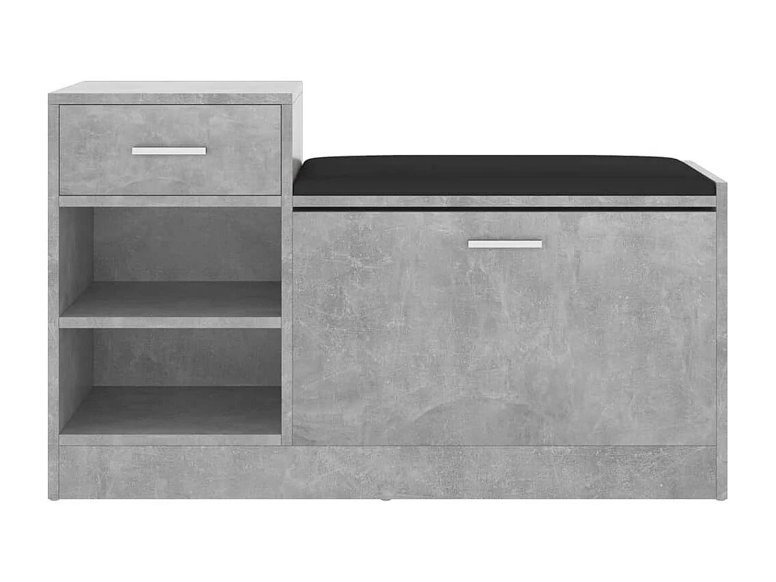 Banc à chaussures Gris béton 94,5x31x57 cm Aggloméré
