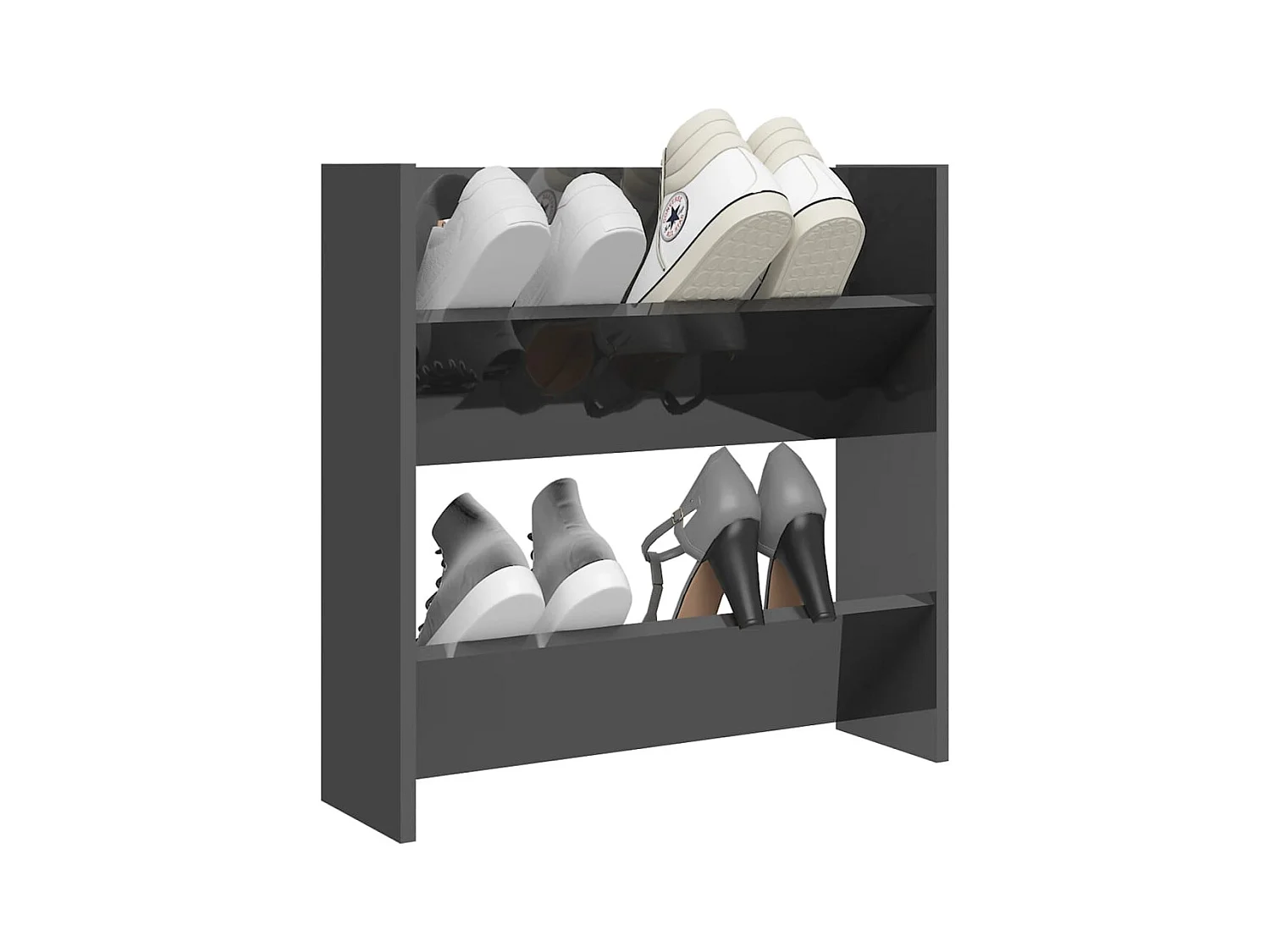 Armoire à chaussures murale gris brillant bois d’ingénierie