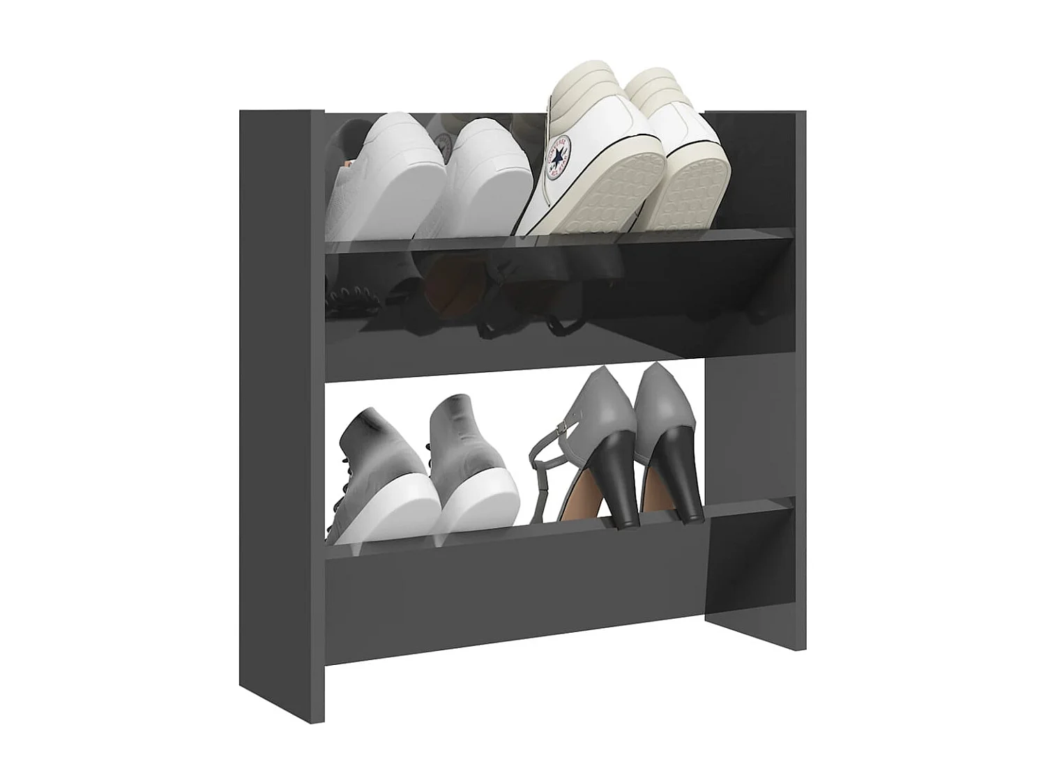 Zapatero de pared, gris alto brillo, madera de ingeniería