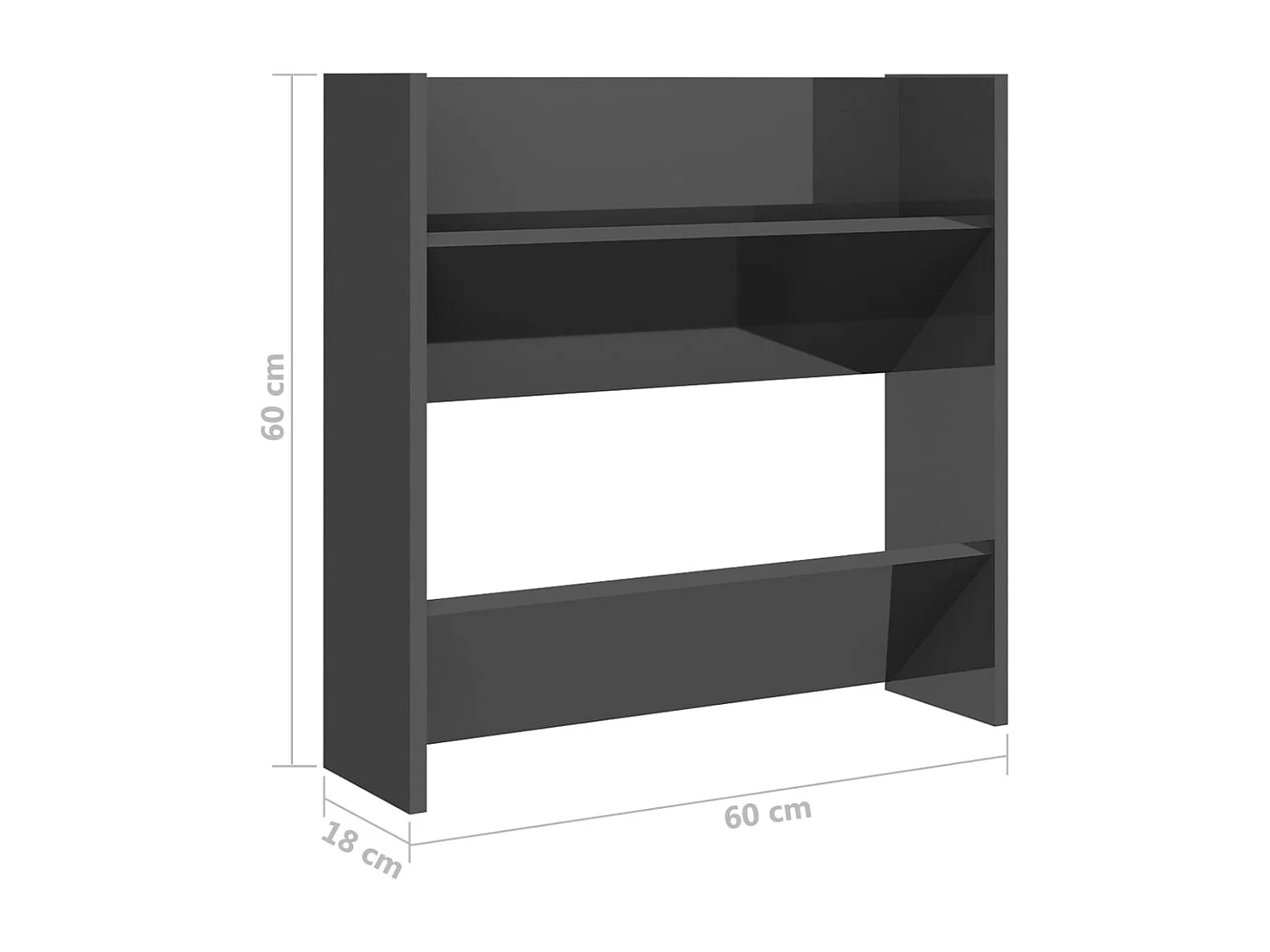 Zapatero de pared, gris alto brillo, madera de ingeniería