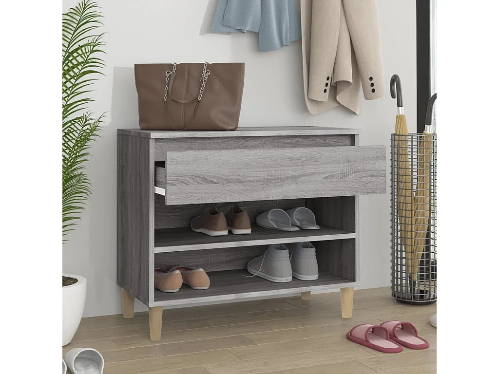 Scarpiera in legno ingegnerizzato grigio Sonoma 70x36x60 cm