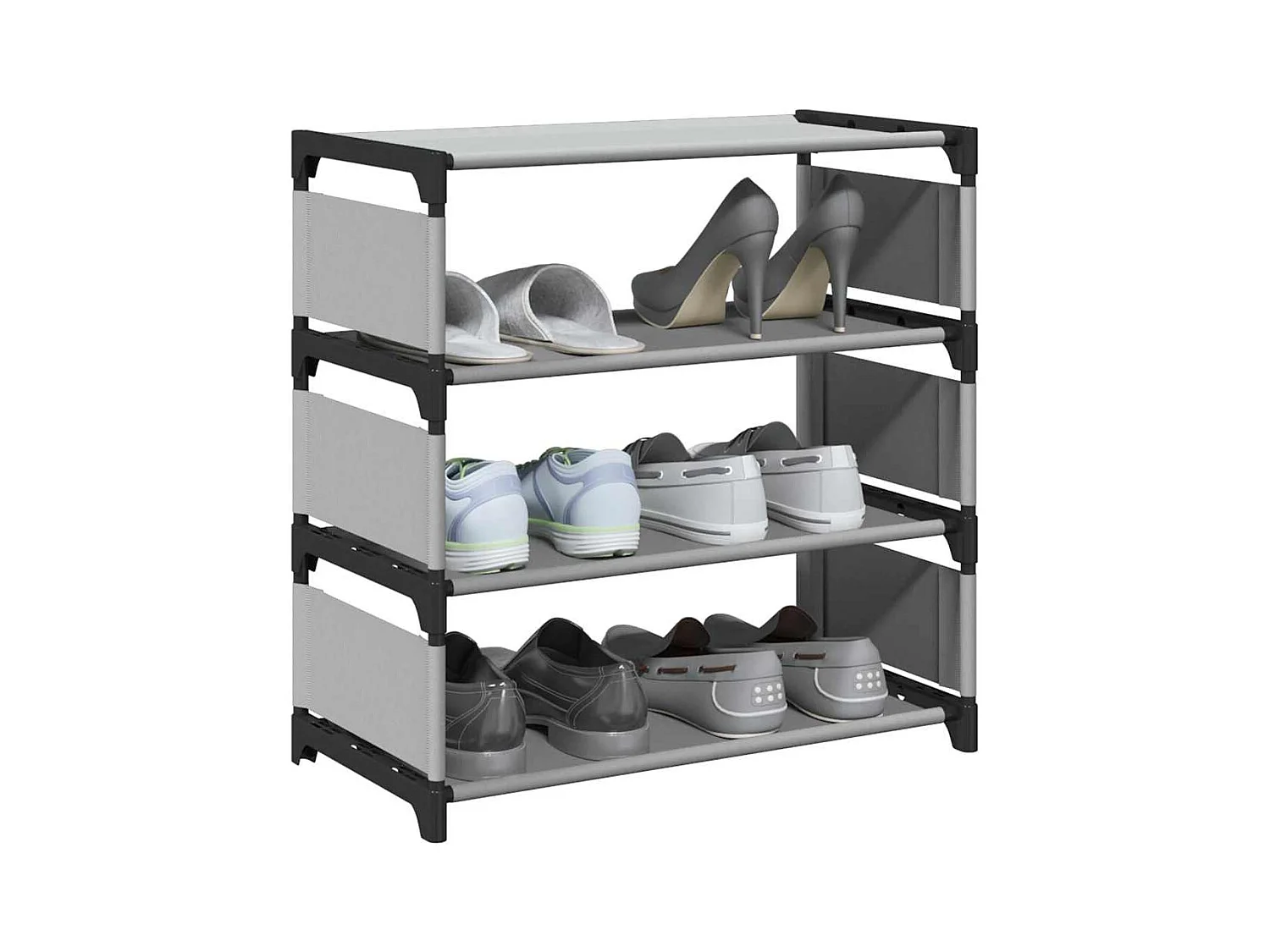 Schoenenrek met 4 niveaus, grijs, 54x28x55 cm, non-woven stof