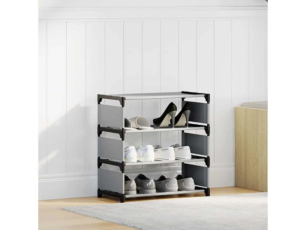 Étagère à chaussures 4 niveaux gris 54x28x55 cm tissu non-tissé
