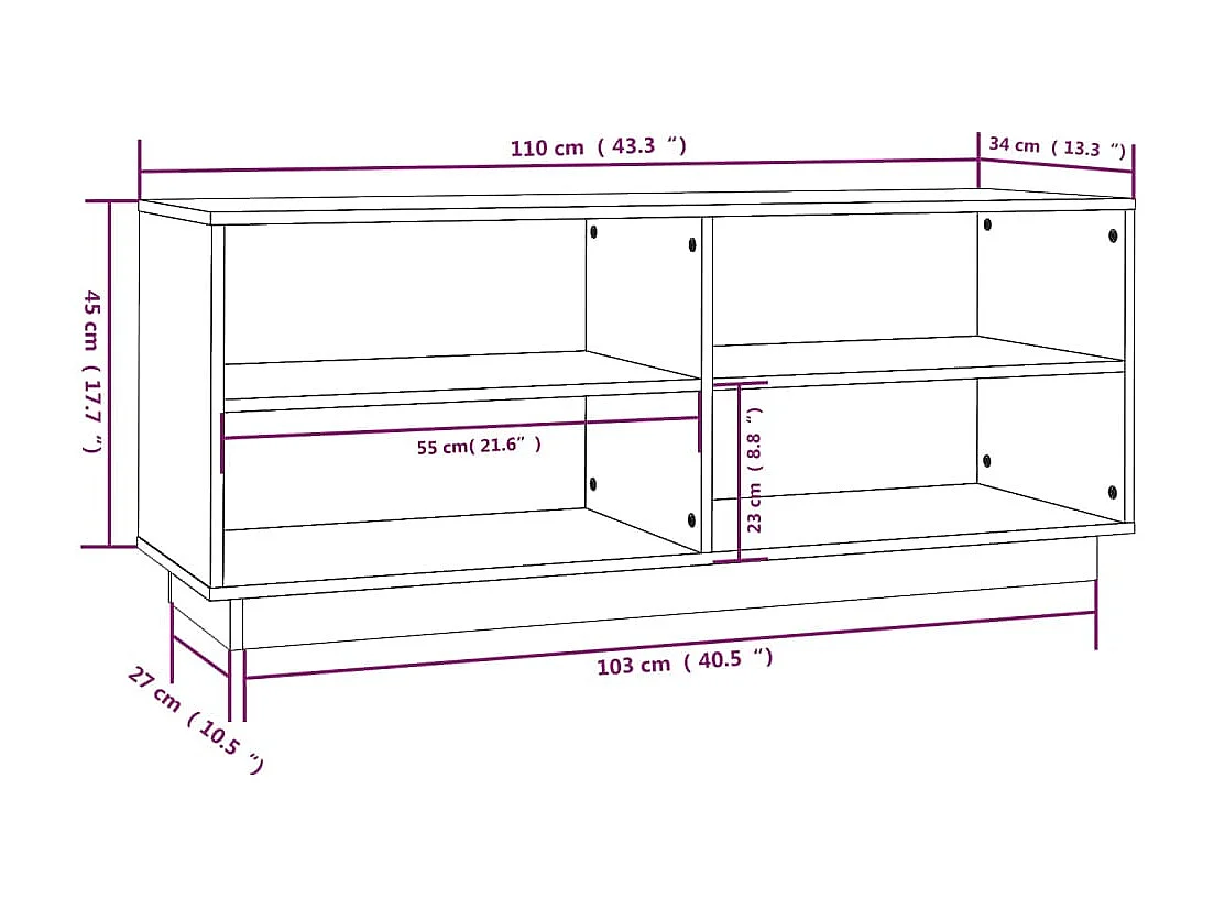 Armoire à chaussures Marron miel 110x34x45cm Bois de pin massif