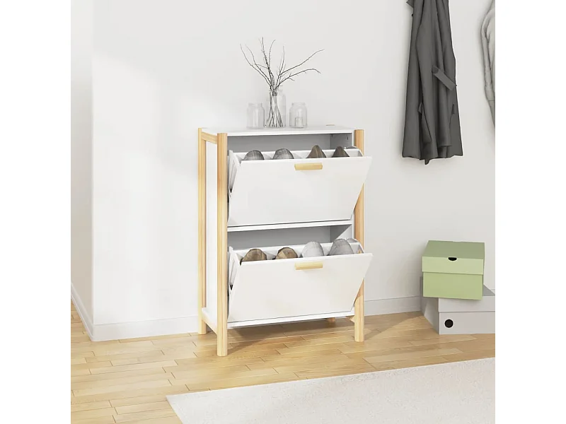 Zapatero blanco 57,5x33x80 cm Madera contrachapada