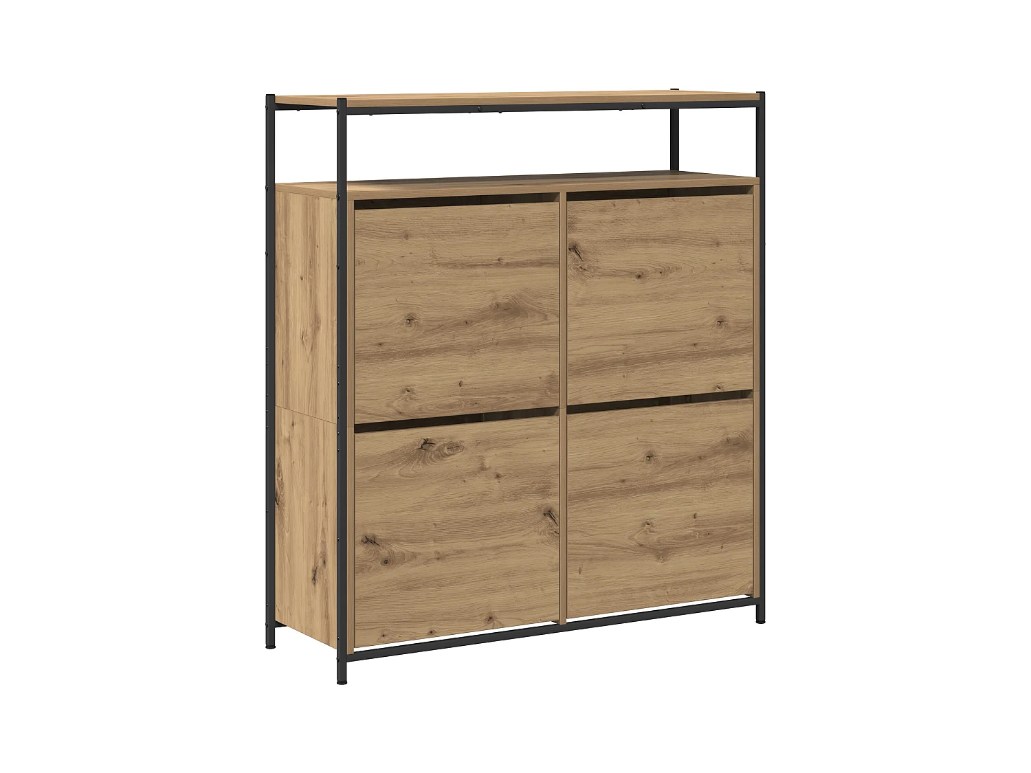 Cabinet à chaussures avec 4 tiroirs rabattables Chêne artisanal 100x34x112 cm