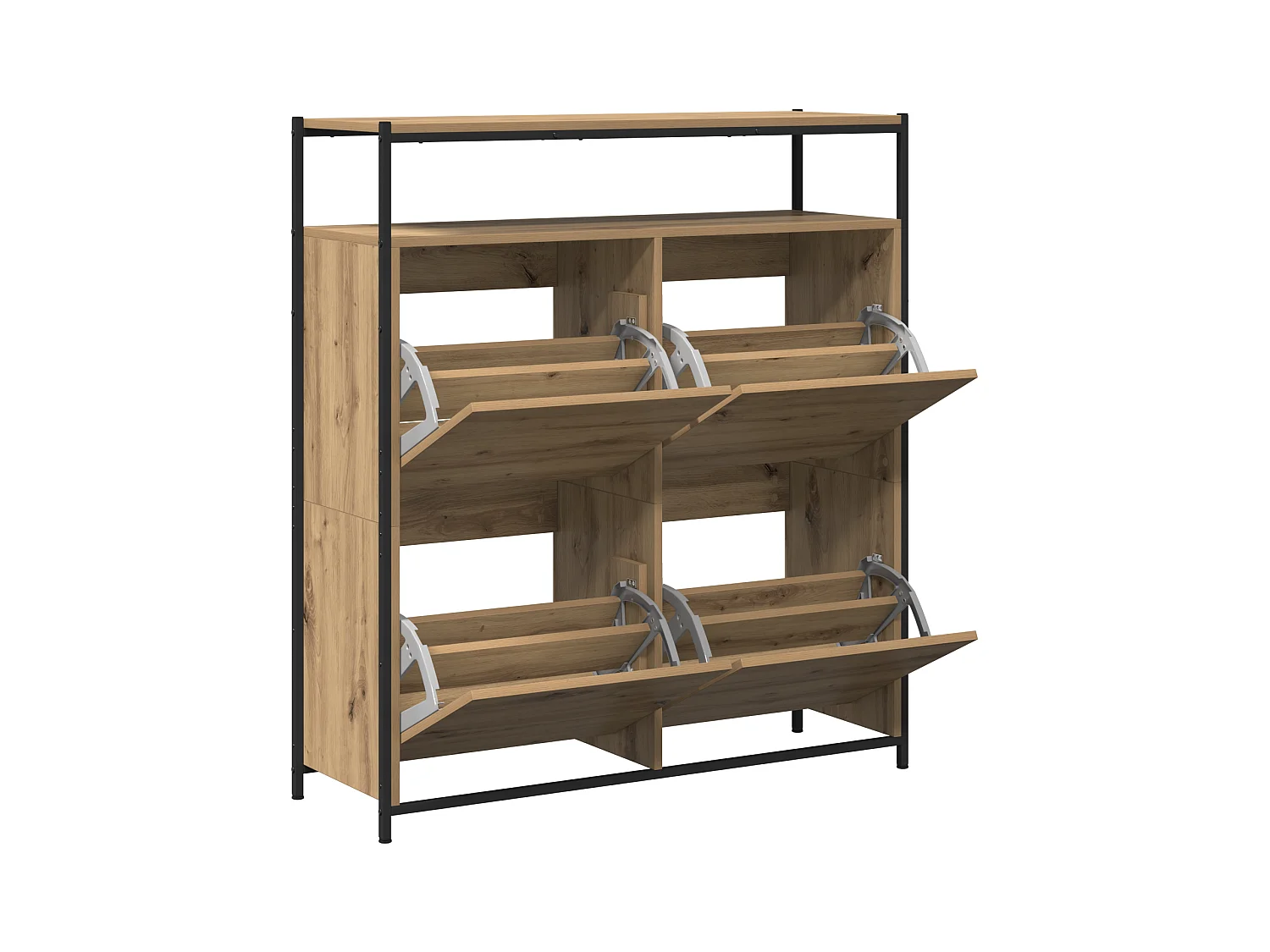 Cabinet à chaussures avec 4 tiroirs rabattables Chêne artisanal 100x34x112 cm