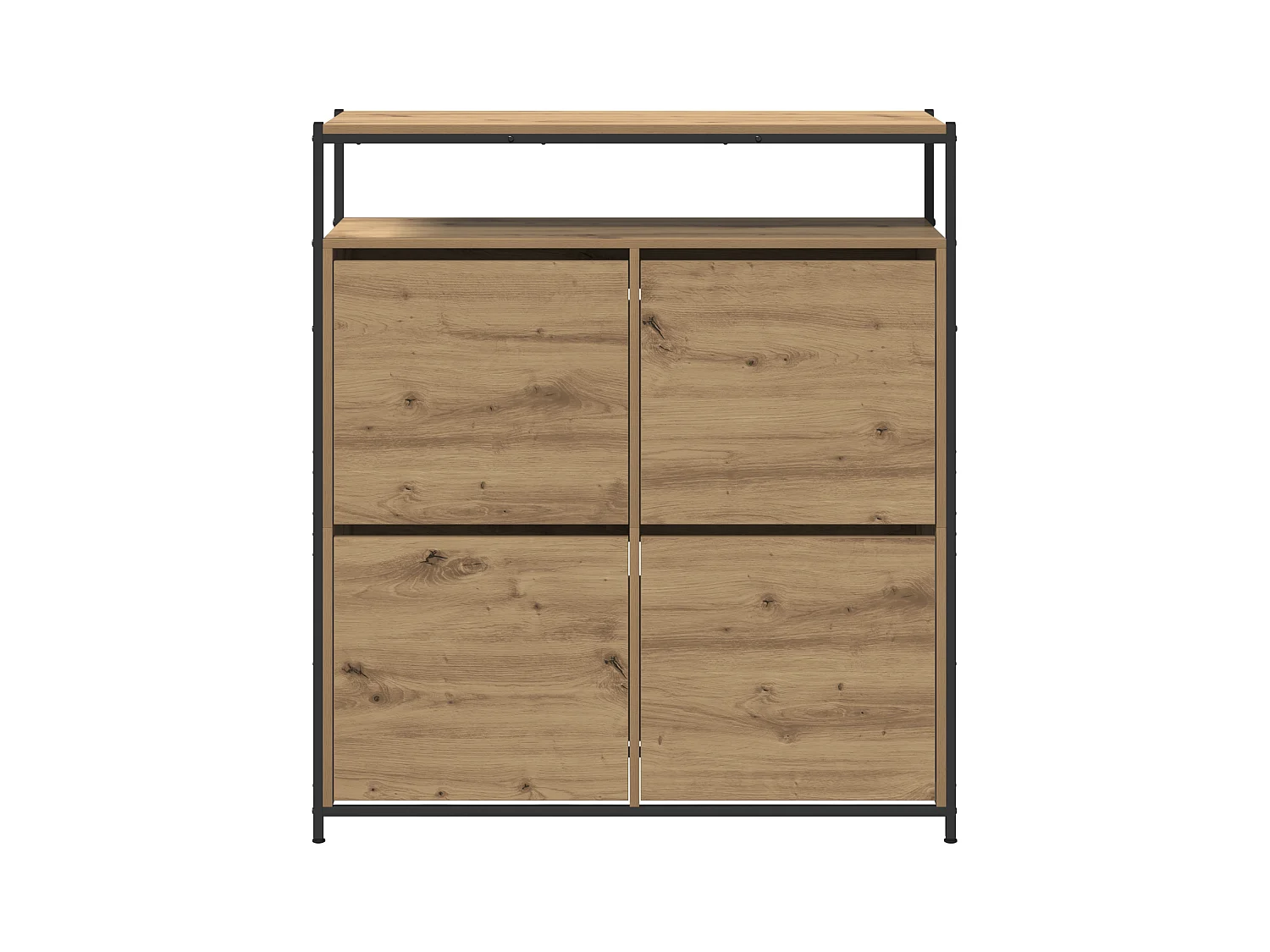 Cabinet à chaussures avec 4 tiroirs rabattables Chêne artisanal 100x34x112 cm