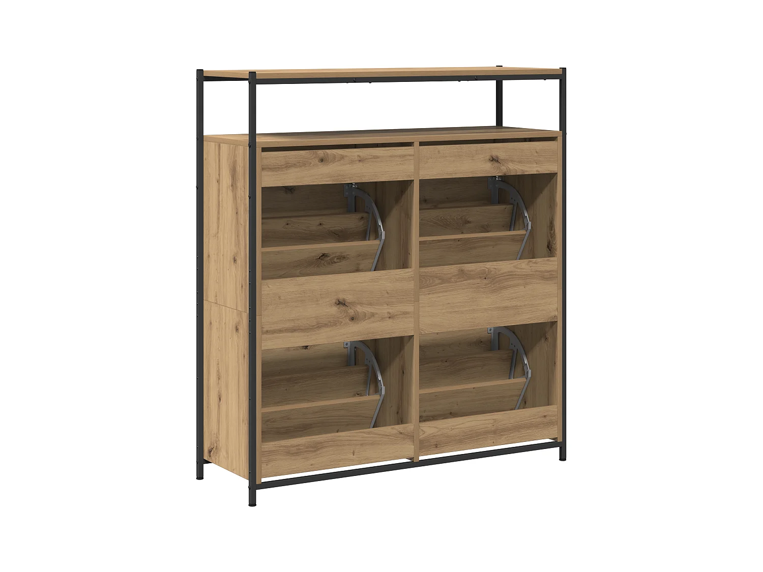 Cabinet à chaussures avec 4 tiroirs rabattables Chêne artisanal 100x34x112 cm