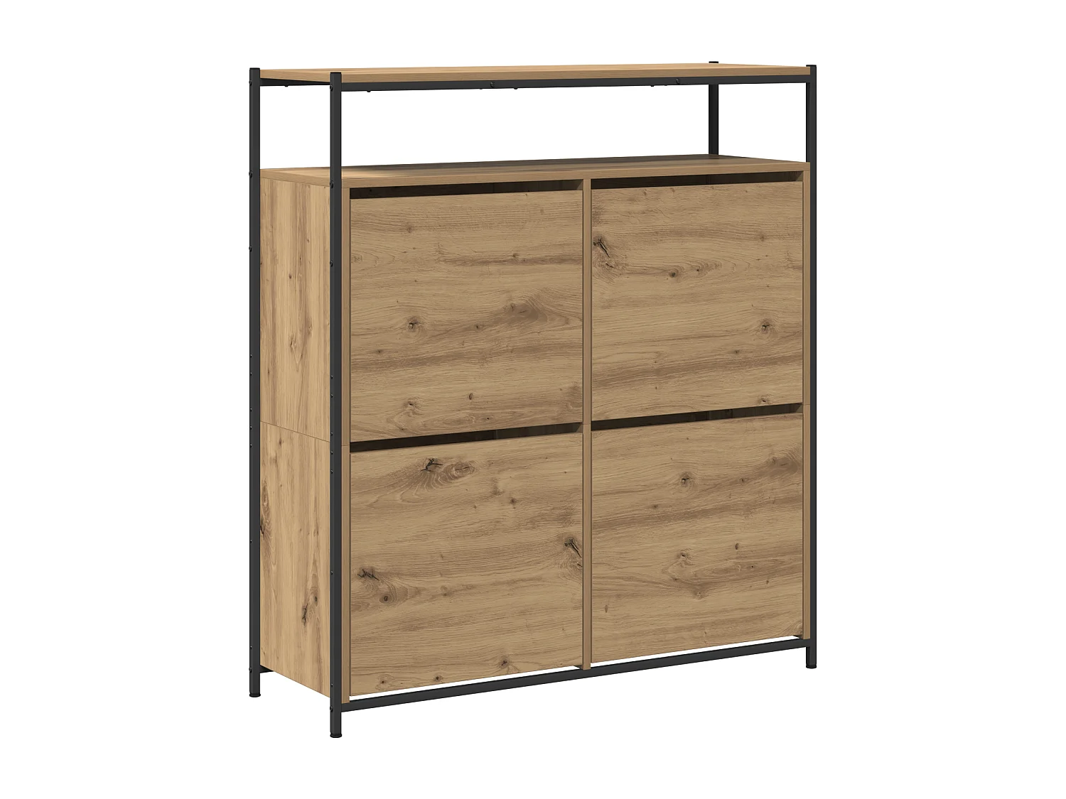 Schoenenkast met 4 uitklapbare lades Handgemaakt eikenhout 100x34x112 cm