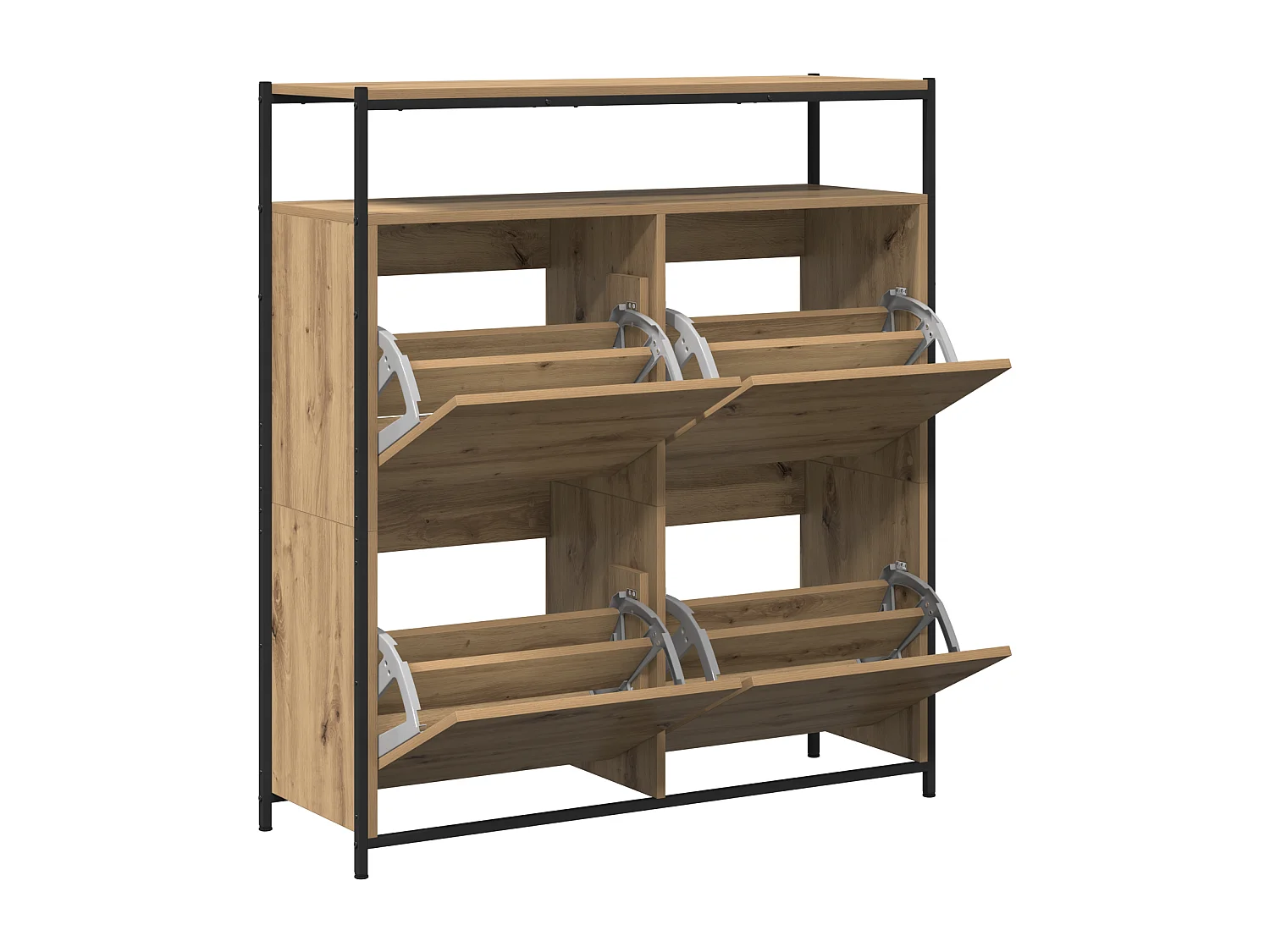 Schoenenkast met 4 uitklapbare lades Handgemaakt eikenhout 100x34x112 cm