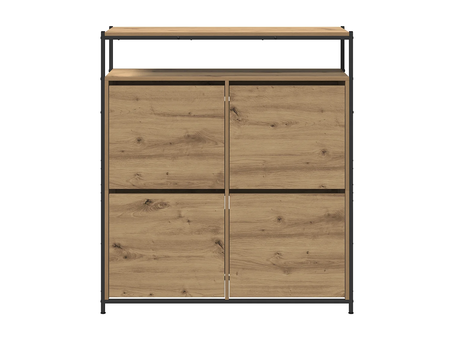 Schoenenkast met 4 uitklapbare lades Handgemaakt eikenhout 100x34x112 cm