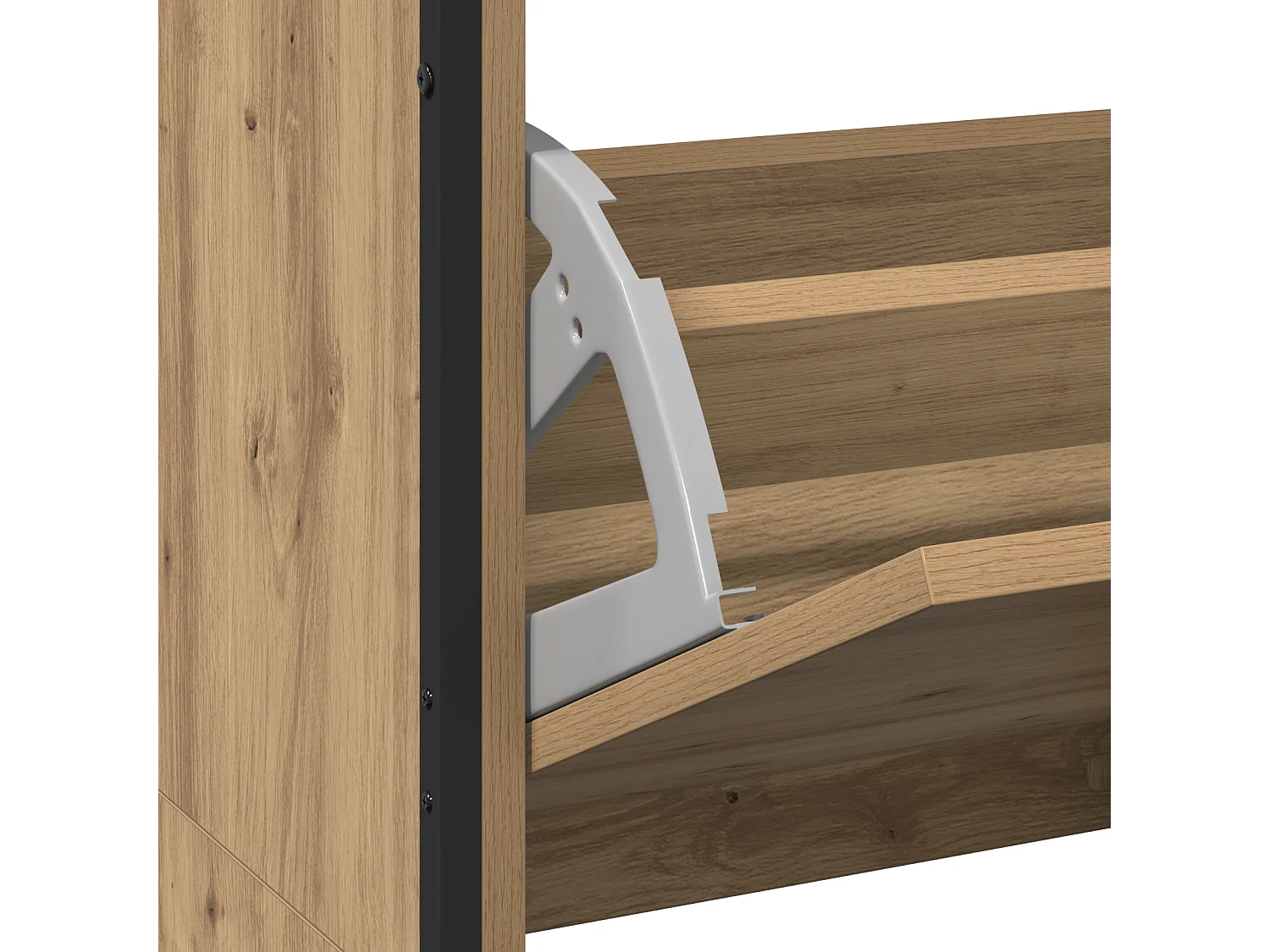 Schoenenkast met 4 uitklapbare lades Handgemaakt eikenhout 100x34x112 cm