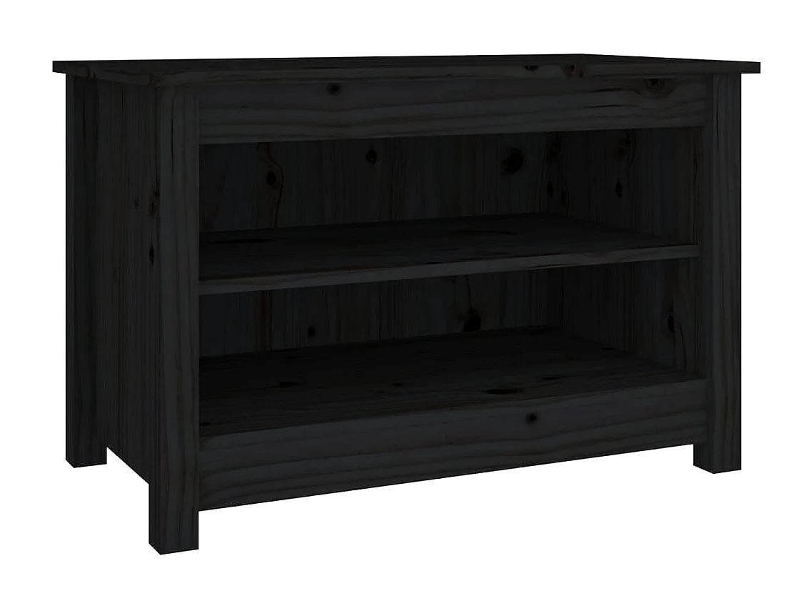 Panca portascarpe nera 70x38x45,5 cm Legno massello di pino
