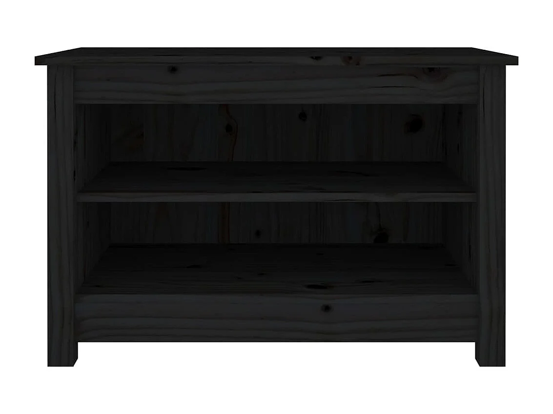 Panca portascarpe nera 70x38x45,5 cm Legno massello di pino