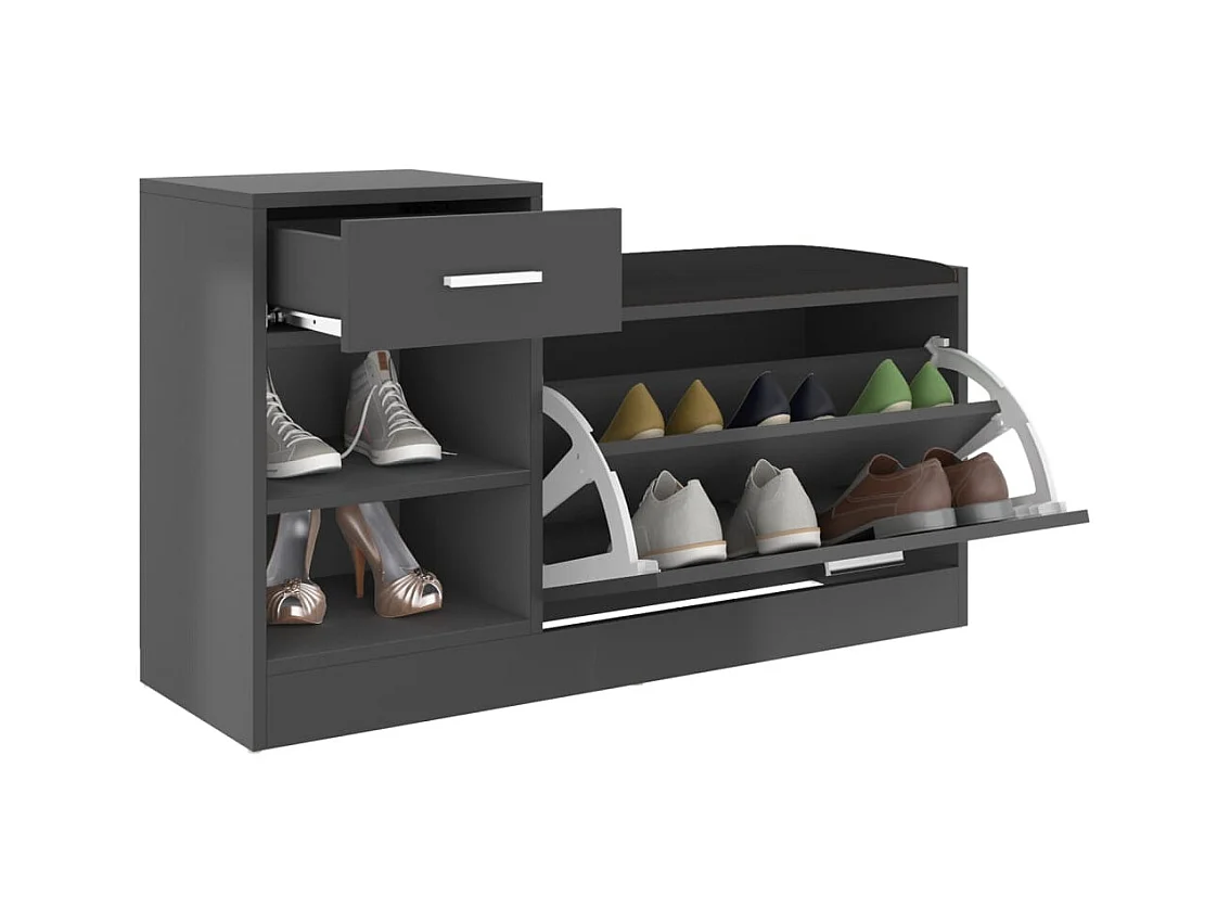 Banc à chaussures Gris 94,5x31x57 cm Aggloméré