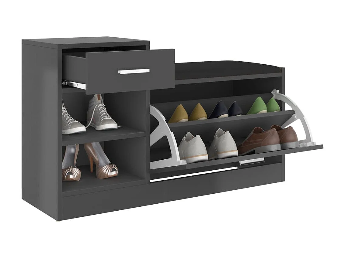 Banc à chaussures Gris 94,5x31x57 cm Aggloméré