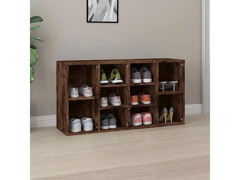 Panca portascarpe in rovere affumicato 103x30x54,5 cm in legno ingegnerizzato