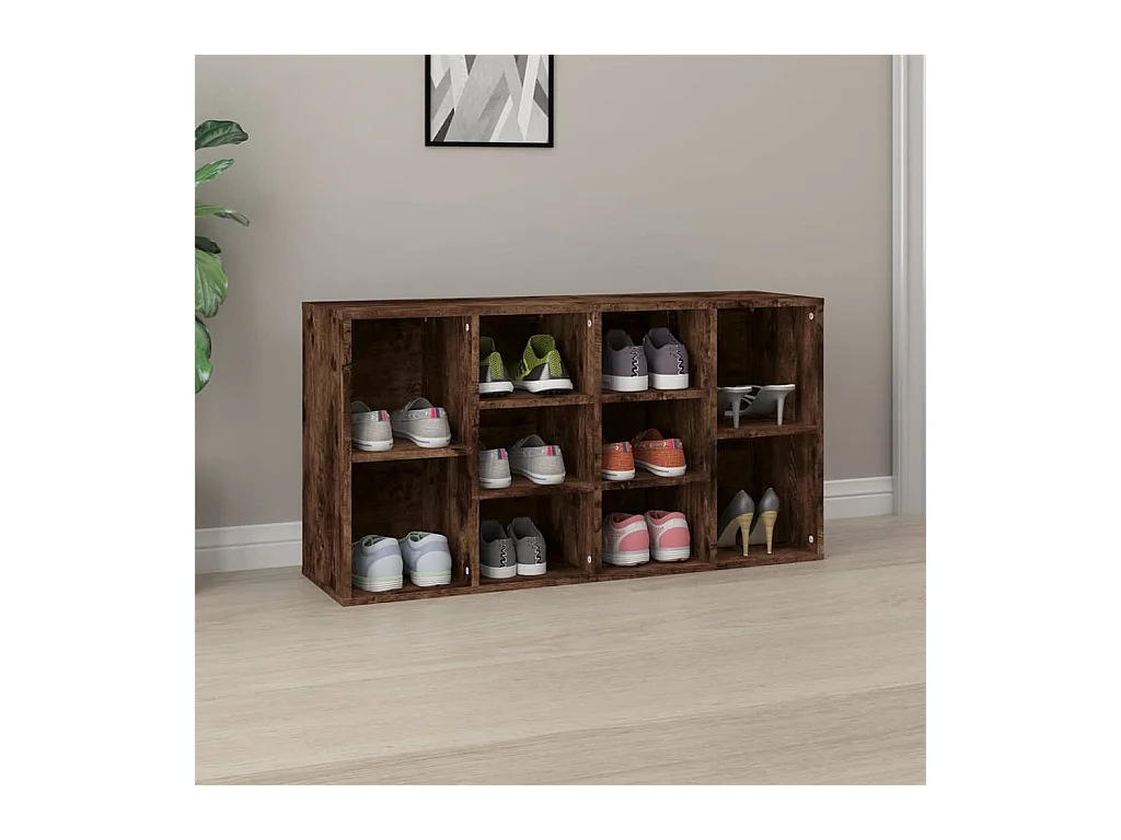 Panca portascarpe in rovere affumicato 103x30x54,5 cm in legno ingegnerizzato