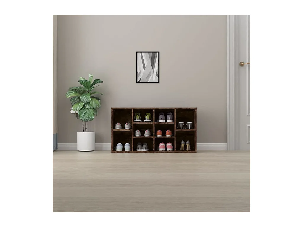 Panca portascarpe in rovere affumicato 103x30x54,5 cm in legno ingegnerizzato