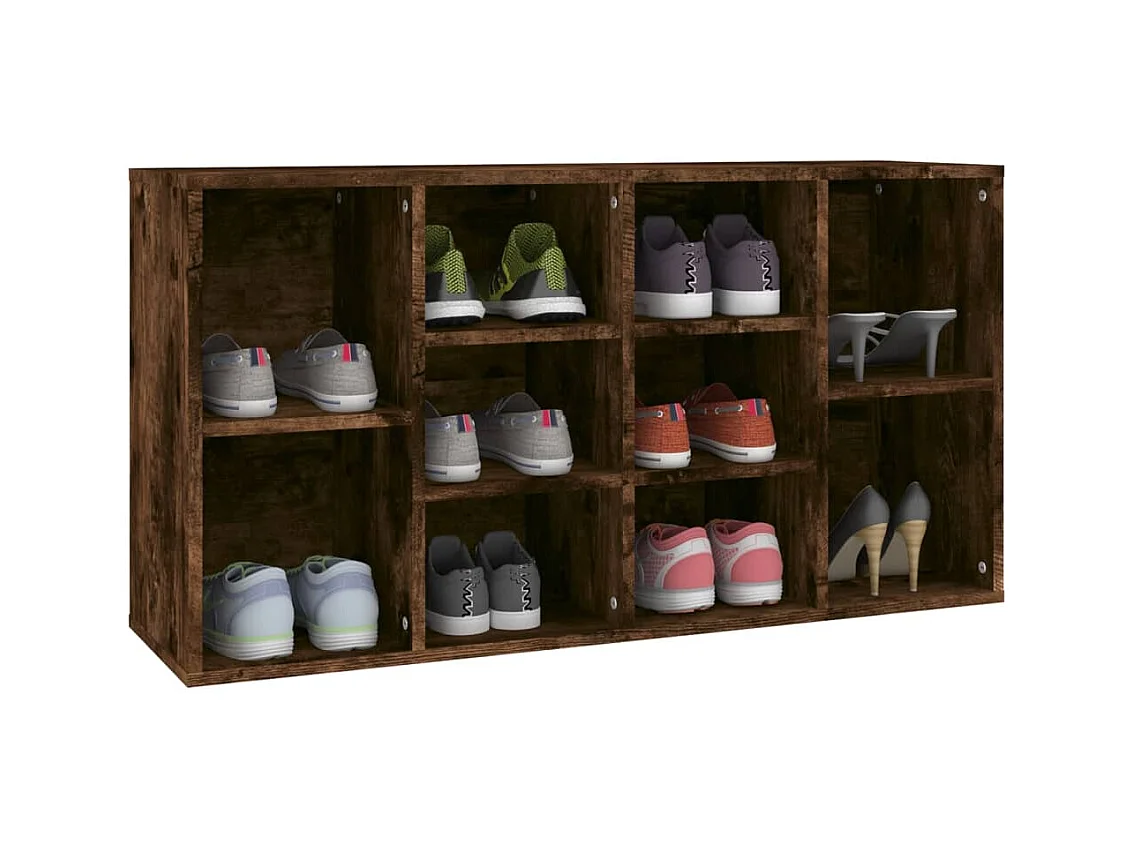 Panca portascarpe in rovere affumicato 103x30x54,5 cm in legno ingegnerizzato