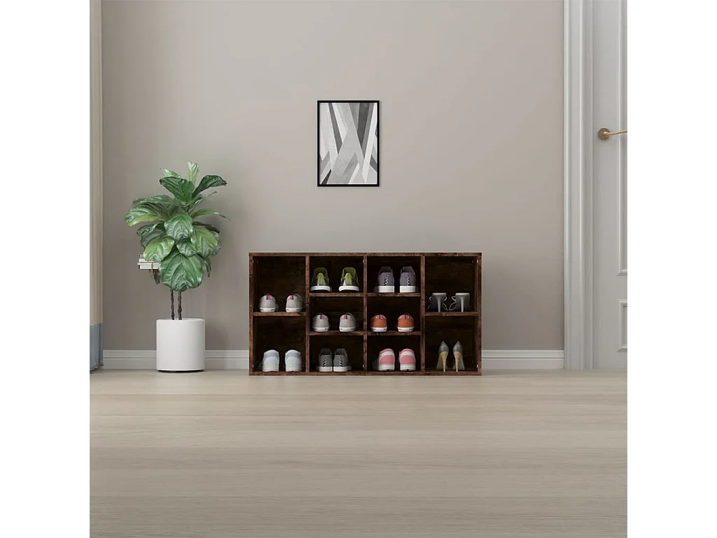 Panca portascarpe in rovere affumicato 103x30x54,5 cm in legno ingegnerizzato