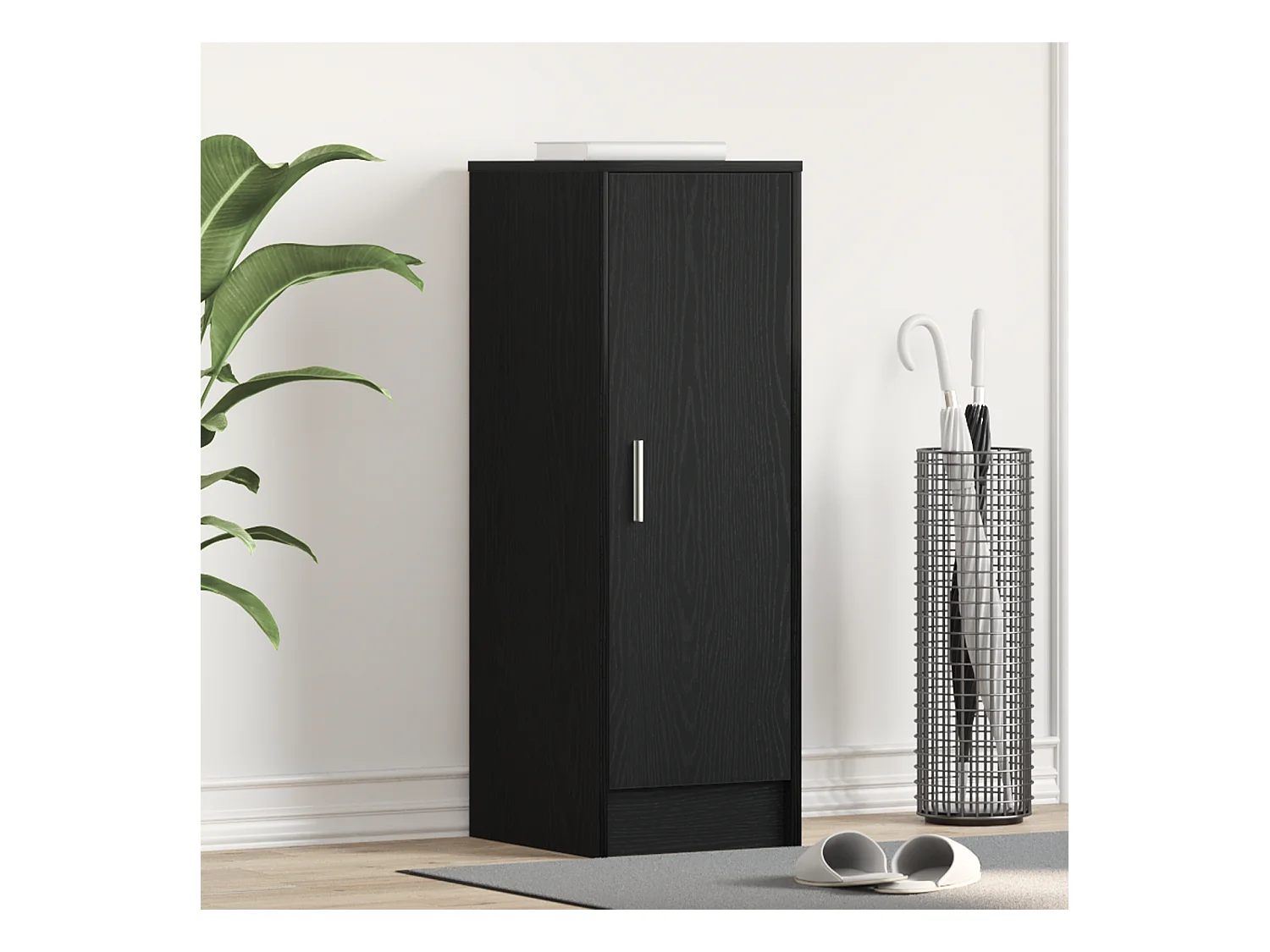 Meuble à chaussures Chêne noir 32x35x92 cm en bois composite