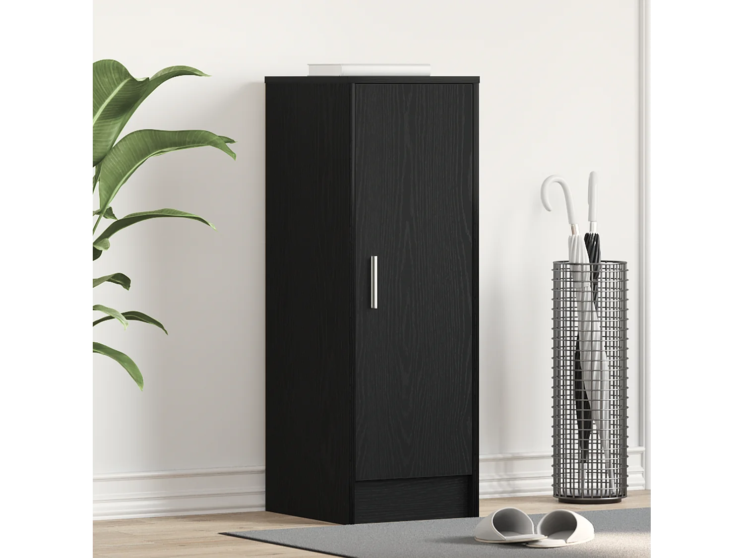 Meuble à chaussures Chêne noir 32x35x92 cm en bois composite