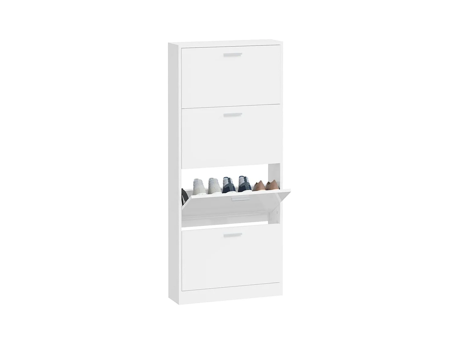 Armoire à chaussure Blanc brillant 59x17x150 cm Bois ingénierie