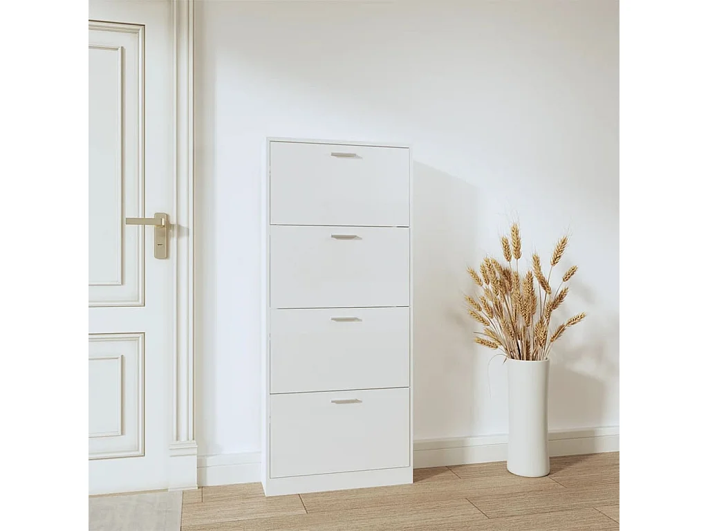 Scarpiera Bianco lucido 59x17x150 cm Legno composito