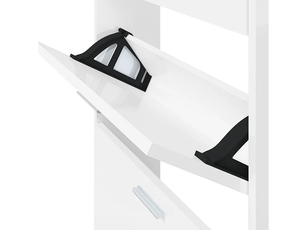 Scarpiera Bianco lucido 59x17x150 cm Legno composito