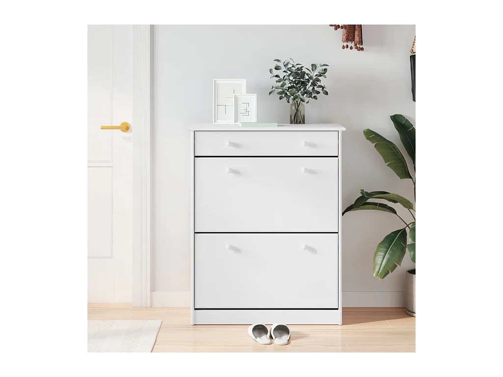 Armoire à chaussures blanc 77x35x96 cm bois massif de pin