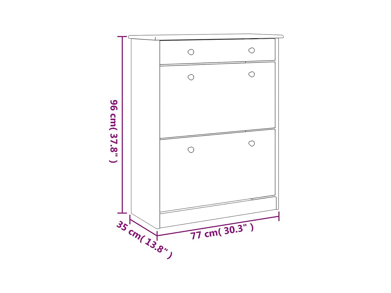 Armoire à chaussures blanc 77x35x96 cm bois massif de pin