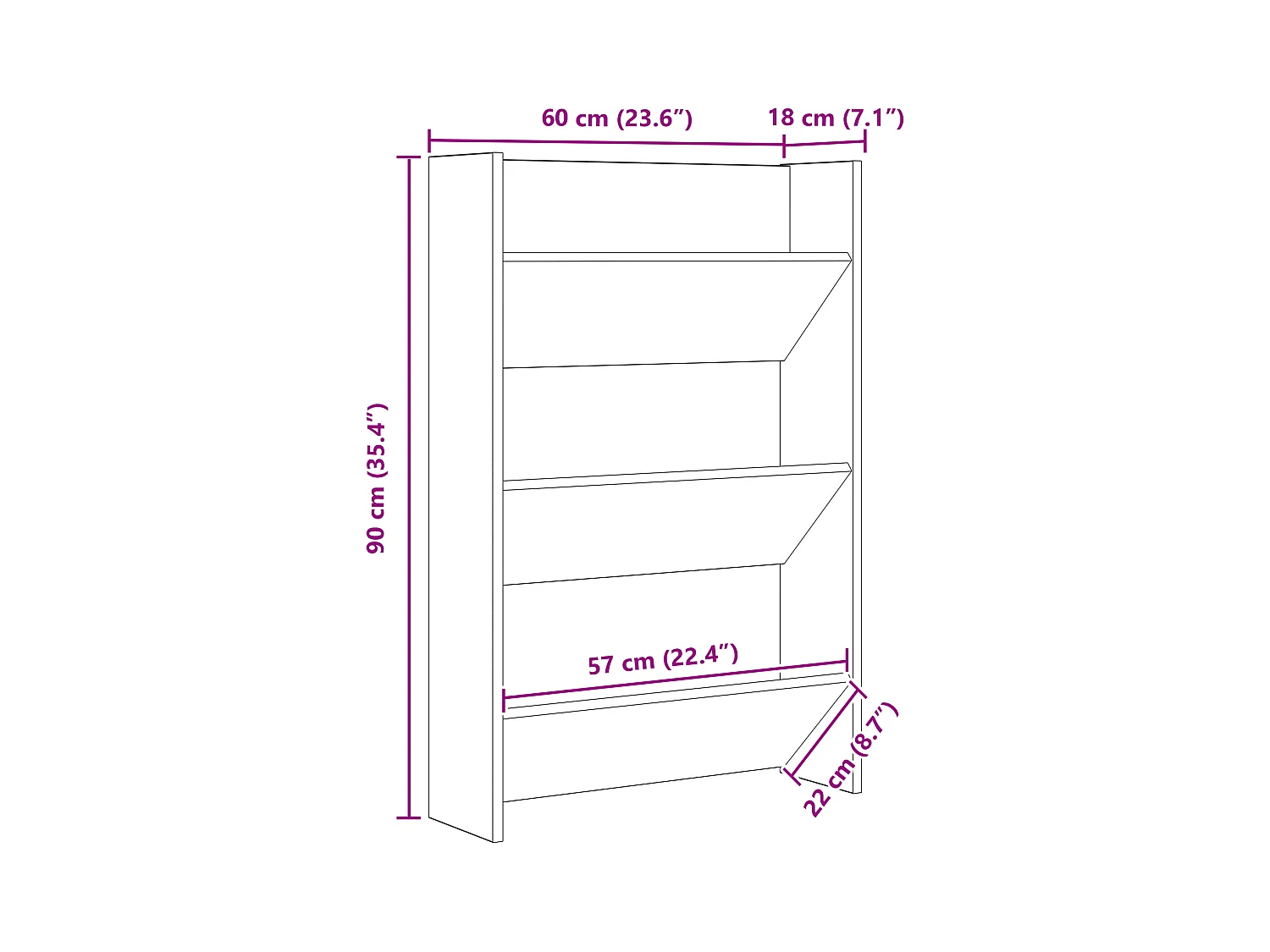 Cabinets à chaussures muraux 2 pcs Vieux bois 60 x 18 x 60 cm