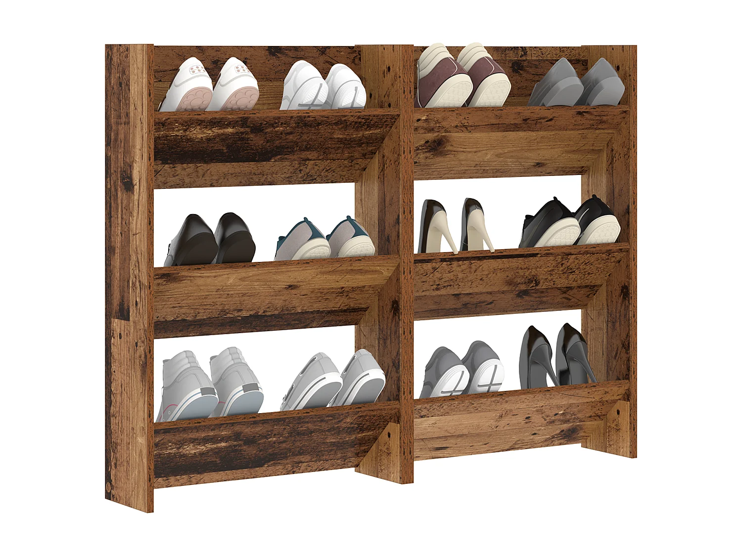 Cabinets à chaussures muraux 2 pcs Vieux bois 60 x 18 x 60 cm