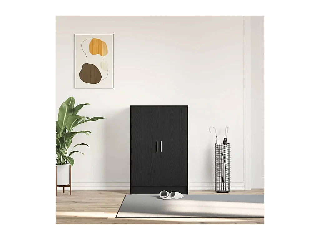 Armoire à chaussures chêne noir 60x35x92 cm bois d'ingénierie