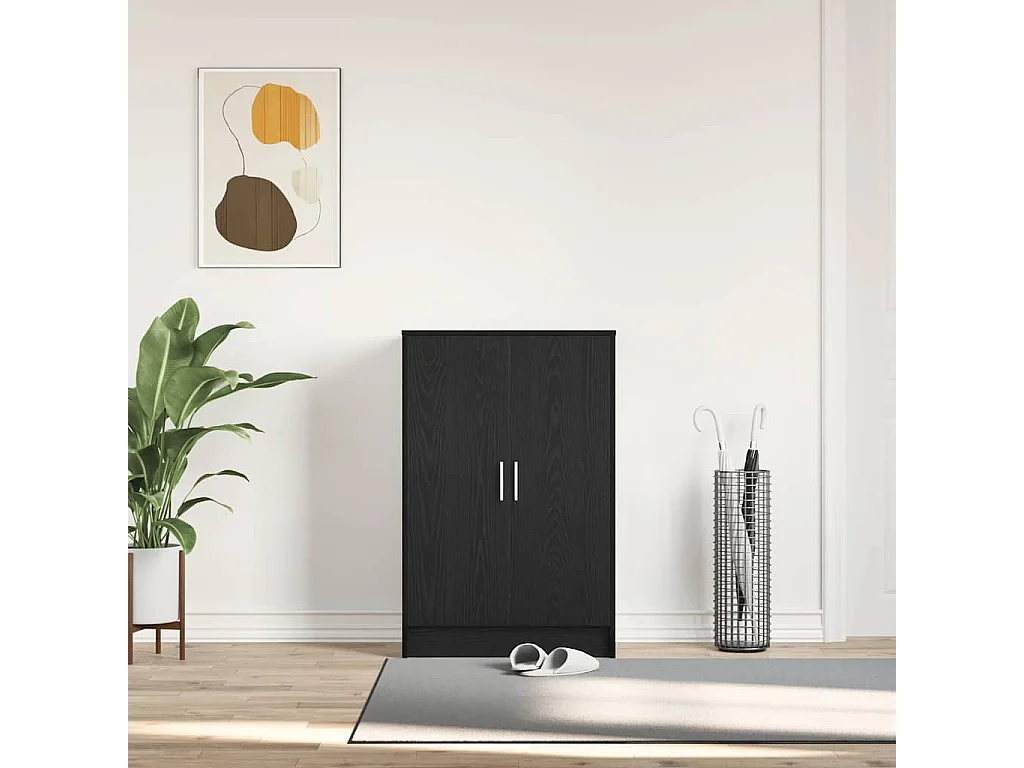 Armoire à chaussures chêne noir 60x35x92 cm bois d'ingénierie