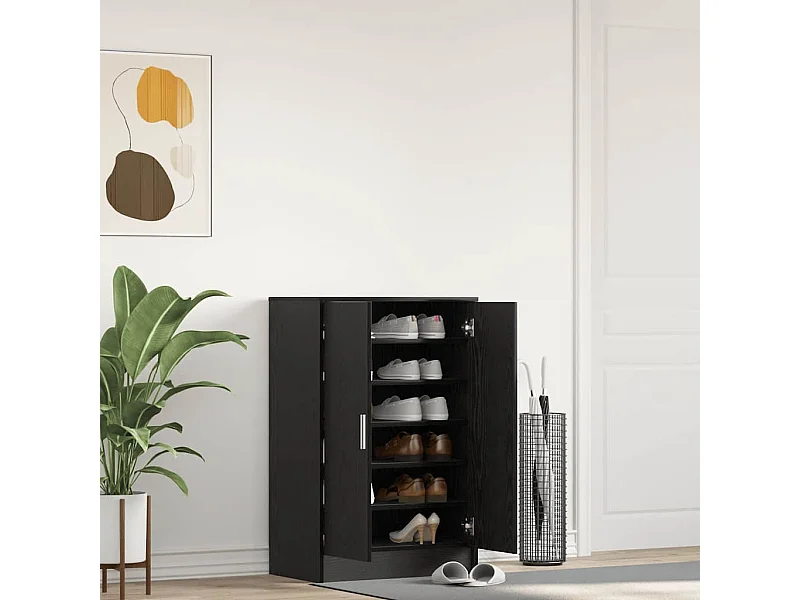 Scarpiera in rovere nero 60x35x92 cm in legno ingegnerizzato